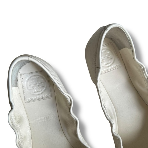Tory Burch Ambrose Leather Ballet Flats In Beige Size 8.5 - Picture 4 of 8